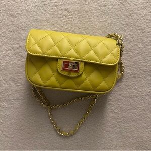 Genuine Leather Yellow Quilted Crossbody/ Shoulder bag Made in Italy